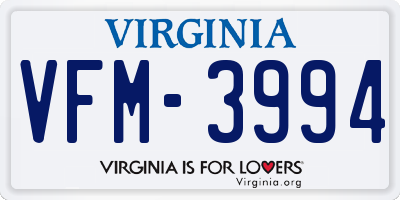 VA license plate VFM3994