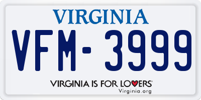 VA license plate VFM3999