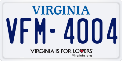 VA license plate VFM4004
