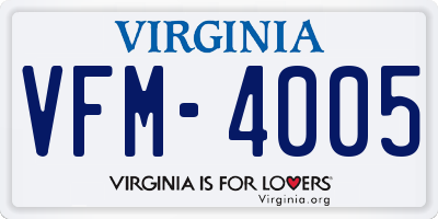VA license plate VFM4005