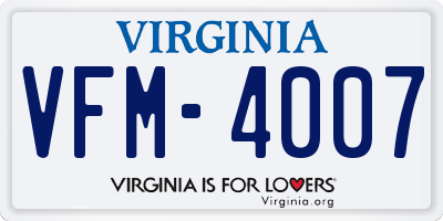 VA license plate VFM4007