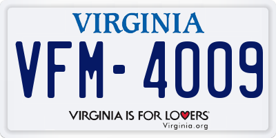 VA license plate VFM4009
