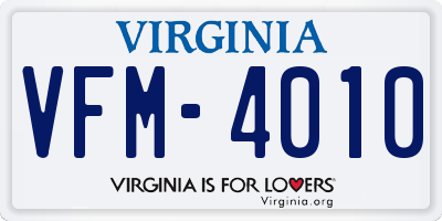 VA license plate VFM4010