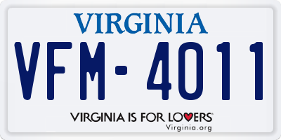 VA license plate VFM4011