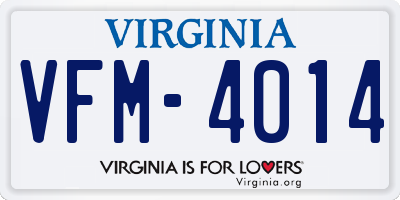 VA license plate VFM4014