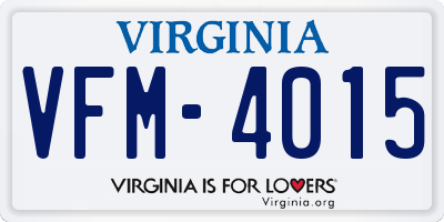 VA license plate VFM4015