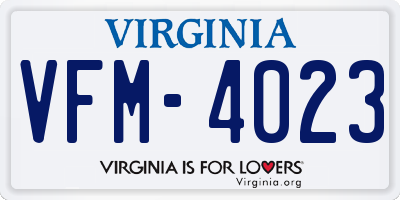 VA license plate VFM4023