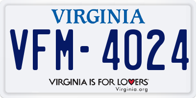 VA license plate VFM4024