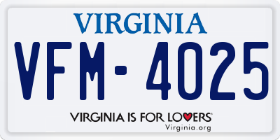 VA license plate VFM4025