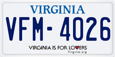 VA license plate VFM4026