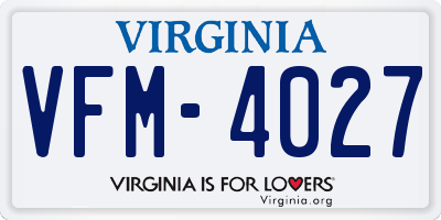 VA license plate VFM4027