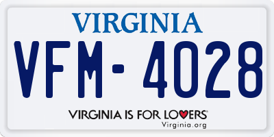 VA license plate VFM4028