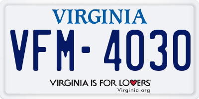 VA license plate VFM4030