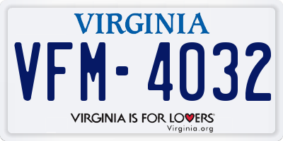 VA license plate VFM4032