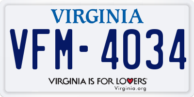 VA license plate VFM4034
