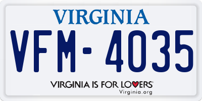 VA license plate VFM4035