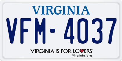 VA license plate VFM4037
