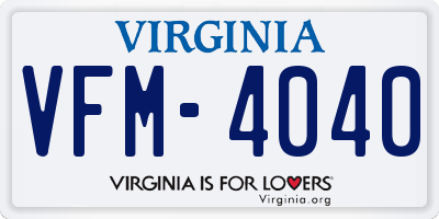 VA license plate VFM4040