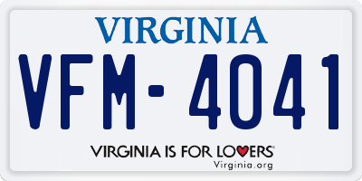 VA license plate VFM4041