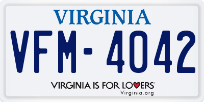 VA license plate VFM4042