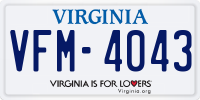 VA license plate VFM4043