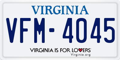 VA license plate VFM4045