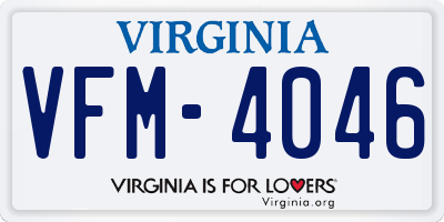 VA license plate VFM4046