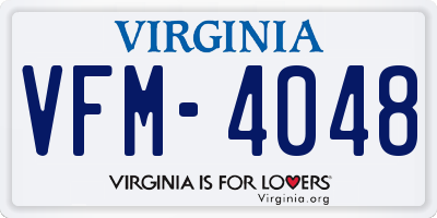 VA license plate VFM4048