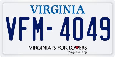 VA license plate VFM4049