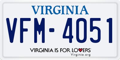 VA license plate VFM4051