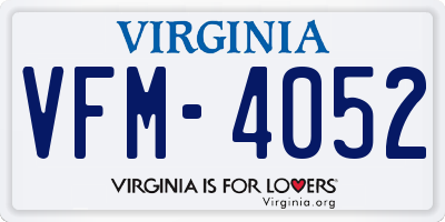 VA license plate VFM4052