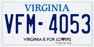 VA license plate VFM4053