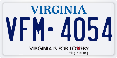 VA license plate VFM4054