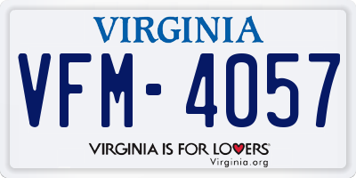 VA license plate VFM4057