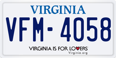VA license plate VFM4058