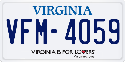 VA license plate VFM4059
