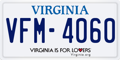 VA license plate VFM4060