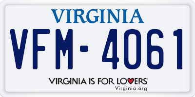 VA license plate VFM4061