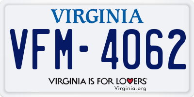 VA license plate VFM4062