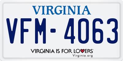 VA license plate VFM4063