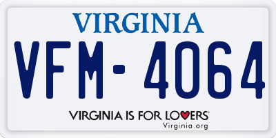VA license plate VFM4064
