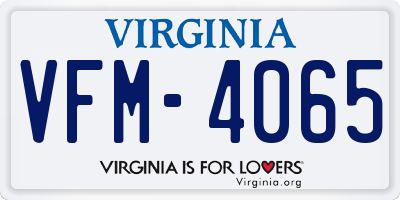 VA license plate VFM4065
