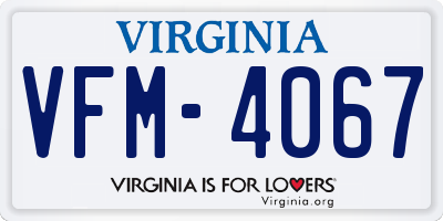 VA license plate VFM4067