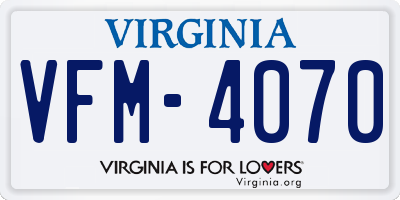 VA license plate VFM4070