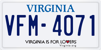 VA license plate VFM4071