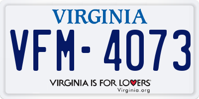 VA license plate VFM4073