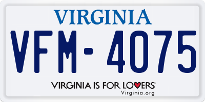 VA license plate VFM4075
