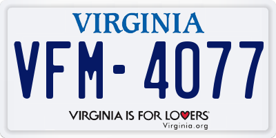 VA license plate VFM4077