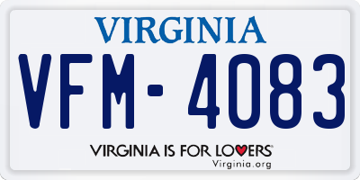VA license plate VFM4083