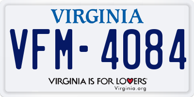 VA license plate VFM4084